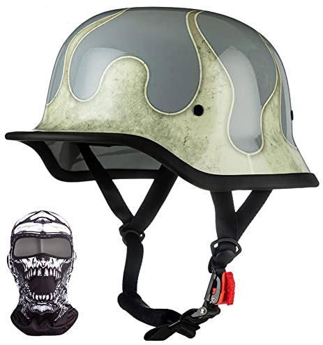 Motorrad Halbhelm Retro Halbschalenhelm Retro Deutsche Motorradhelm mit ECE Genehmigt, Vintage Offenem Helm Jet-Helm Für Männer Und Frauen Fahrrad Cruiser Chopper Moped Roller 57-64cm