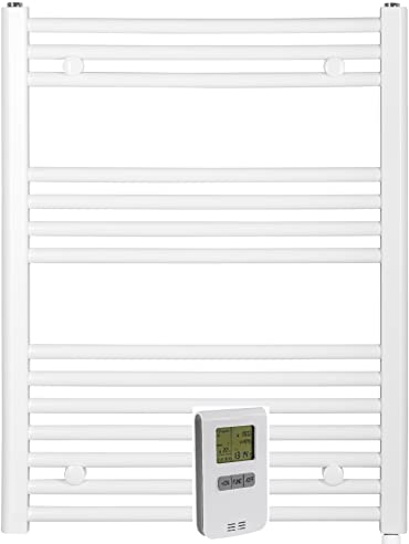 anapont elektrischer Badheizkörper - 775x600 weiß - Fernbedienung mit Timer-Funktion - Handtuchheizkörper - Badheizung elektrisch - Handtuchheizung - Made in Germany