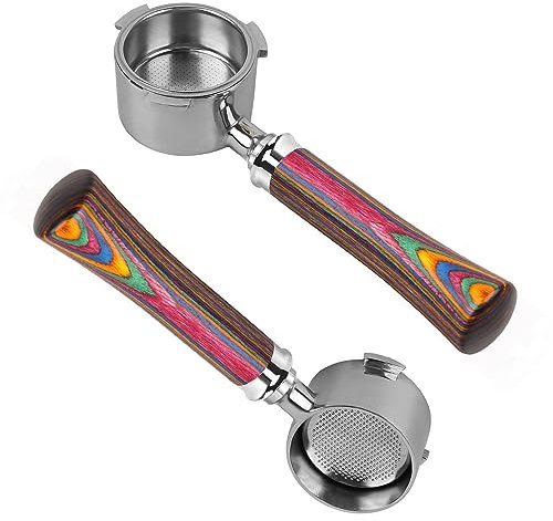 IKAPE Coffee Products, 51 mm Siebträger ohne Boden, kompatibel mit 51 mm Delonghi EC0680, EC0685, SMEG und EUPA Kaffeemaschinen (im Lieferumfang enthalten Filterkorb mit 14 g Fassungsvermögen) (bunt)