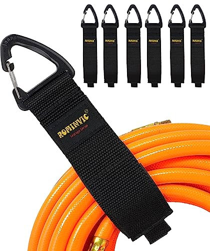 ROMINVIC Sangle de rangement avec Attache Cable Scratch et Crochets en forme de triangle pour ranger des Câbles Rallonge, des Tuyaux des Fils, des Cordespour Organizer la Maison, le Garage(6L)