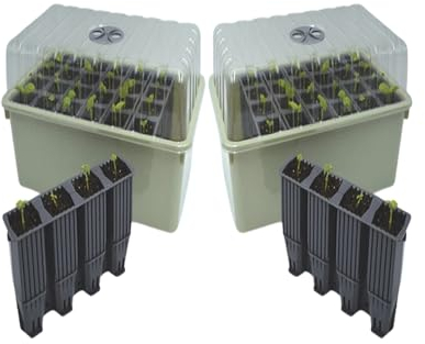 Garland 28 Cell Deep-Root Success Kit – 12 cm Deep Root Trainer Seed Tray & Ventilated Propagator Lid – Split-Cell Design for Beans, Sweet Peas, Vegetables & Cuttings, Recycled UK Plastic Set of 2