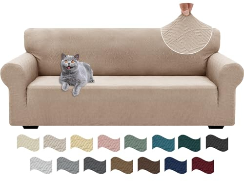 Ystyle Extensible Housse Canapé 3 Places, Universelle Housse De Canapé avec Accoudoirs, Housse Protection Canapém, Sofa Cover Antidérapante, Couvre Canapé pour Chiens Chats Animaux, Kaki