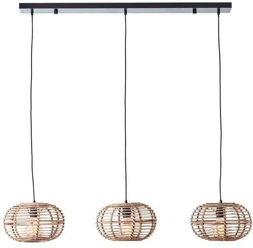 Brilliant Lampe Woodball Pendelleuchte 3flg schwarz matt/bambus Aluminium braun 3x A60, E27, 40 W