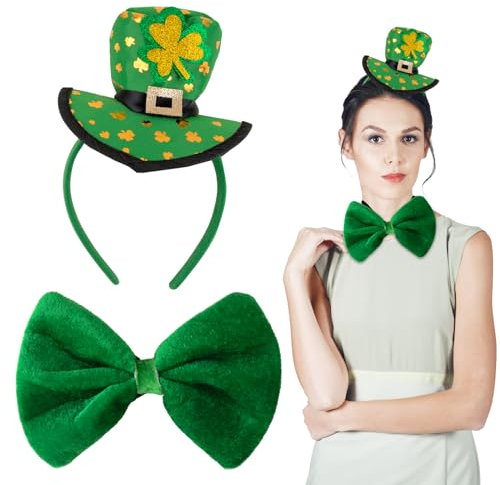 COLOFALLA St. Patricks Day Haarreif Kostüm Haarreif St. Patricks Karneval Kostüm Irisch Haarband St. Patricks Day Accessoires Party Grüner Koboldhut Stirnband Haarschmuck Kleeblatt
