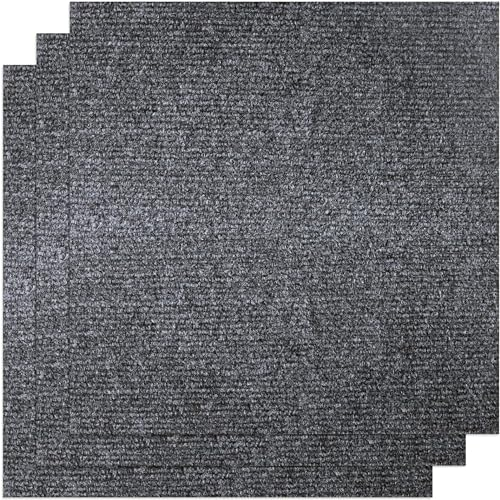 KAHEIGN 30 Pezzi Piastrelle Autoadesive per Moquette, 30CM x 30CM Piastrelle per Pavimenti Facili da Staccare e Incollare Piastrelle per Moquette Resistenti e Antiscivolo per Ufficio (Grigio Scuro)