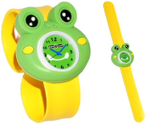 alles-meine.de GmbH 3-D Effekt - Kinderuhr/Armbanduhr - lustiger Frosch - mit Silikon Schnapp Armband - Uhr für Kinder & Erwachsene/für Jungen & Mädchen - Tiere - Frösche..