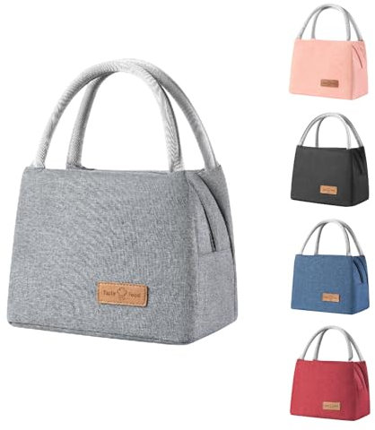 BRYN Borsa Termica Porta Pranzo, 8.2L Borsa Frigo Piccola Pranzo Ufficio, Borsa Pranzo per Lavoro, Scuola, Viaggio, Campeggio, Picnic, Mare（Grigio）