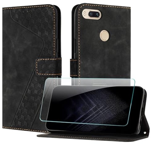 JayModCase Funda para Xiaomi mi A1 / 5X, PU Piel Flip Carcasa con [Xiaomi 5X Protector de Pantalla] Cierre magnético Soporte Plegable Tarjetas y Cartera (Negro)