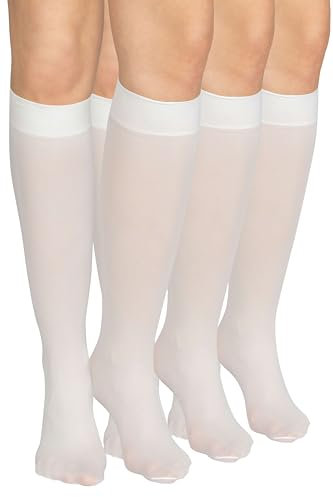 looksy Calze alte al ginocchio da donna con fascia anti-pressione 60 den taglia unica calda stivali lunghi opachi, Bianco - 3 paia, Taglia unica