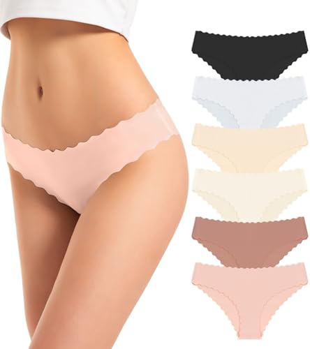TANSTC Culotte sans Couture Femme Invisible Slip sous-Vêtements Sexy Extensible Confortables Hipster Bikini Culottes Multiple XS-XL, Lot de 6