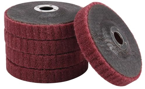 Kruluuvia 5Pcs 4 Inch Nylon Fiber Flap Disc Polishing Grinding Wheel,Scouring Pad Buffing Wheel for Angle Grinder