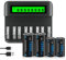 CITYORK 2 Pack 5000mAh Rechargeable C Batteries and 2 Pack 10000mAh D Batteries with 8 Bay LCD Universal Battery Charger for 1.2v AA AAA C D Ni-MH/Ni-CD Rechargeable Batteries, USB Quick Charging