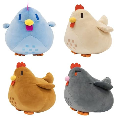Stardew Hähnchen Plüschtier, Hahn Kuscheltier Stofftier Flauschiger Kissen Cartoon Tier Spielzeug for Fans Und Kinder Geschenk(4pcs)