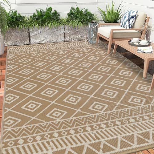 Enyhom Tappeto per Esterno Extra Large 240 x 300 cm, Plastica Riciclata Tappeto da Esterno Resistente alle Intemperie per Campeggio, Balcone, Terrazza, Spiaggia, Giardino D'inverno, Soggiorno, Camper