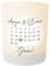 Satiniertes Teelichtglas „Kalender“ personalisiert mit Wunsch-Datum & Namen – Jahrestag Geschenk Hochzeit Kennenlerntag Jubiläumsgeschenk – Teelichthalter Windlicht ca. 8,5cm hoch (Grün)