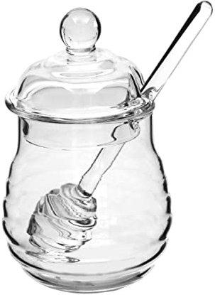 Garneck 2stücke Glas Honigtopf Klar Mit Glas Deckel Und Schöpflöffel Für Küche Zu Hause Als Marmeladenglas Mit Deckel Und Löffel-set