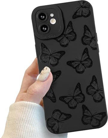 Black Butterfly Phone Case for iPhone 11, Black Cute Butterfly Pattern for Women Girls, Soft TPU Slim Profile Shockproof Protective Phone Case for iPhone 11
