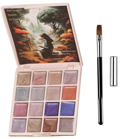 Solid Gel Nail Polish - Solid Gel Nail Polish Palette | Cream Gel Nail Polish Kit | Long-lasting Gel Nail Polish | Gel Nail Palette 16 Colors | Magnetic Gel Painting Nails Art Manicure Kit