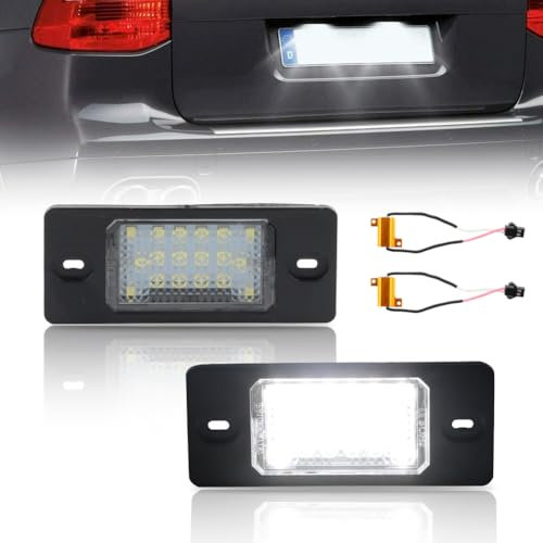 GSOWO LED Kennzeichenbeleuchtung für V-W GOLF5 Variant Pass-at 3bg Touareg Bora Limousine/Variant, Hochwertige Can-bus Fehlerfrei 18 SMD Nummernschildbeleuchtung, klar weiß, 2 Stücke