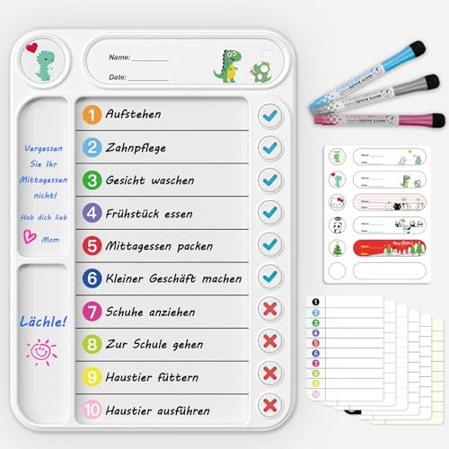 Magnetische Checklist Whiteboard für Kinder, ADHD Aufgaben-Tracker Leicht zu überprüfen Tagesplaner Abwischbar, To-Do-Liste Planungshilfe mit Ständer für Kühlschrank/Schreibtisch/Haus/Schule