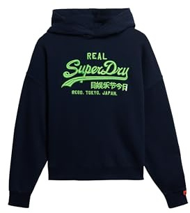 Superdry Damen Vintage Logo Neon Relaxed Hoodie Marineblau 40