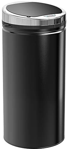 HOMCOM Sensor Mülleimer 42L, Elektrisch Automatischer Abfalleimer mit Deckel, Rostfrei, für Bad, Büro, Küche, Esszimmer, Stahl, Schwarz