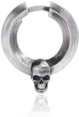 REYTEL Ohrringe Silber 925 CALVARIA – Kleine Creolen Totenkopf Ohrring für Herren Damen – Höhe 1.94CM –Hypoallergene Ausgefallene Schmuck Geschenk für Frauen Männer