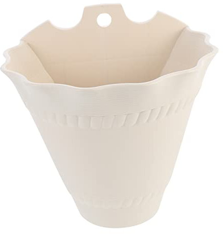 BESPORTBLE Wandblumentopf aus Kunststoff Wandpflanzgefäß zum Aufhängen Dekorativer Resin Blumentopf in Beige Wandmontiert Platzsparend für Balkon und Garten