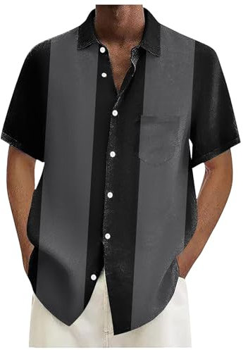 Men's Short Sleeve Oxford Shirt Regular Fit Button Down Collar Shirts with Pocket Wedding Cheesecloth Tops Cuban Guayabera T-Shirts Vacation Outfits Blouses (Mens Summer Hawaiian Shirts Grey, M)