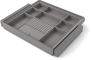 Emuca - Satz Organisationsschublade und ahmen für Schrank Quartz, mit Softclose-Vollauszug, Modul 60cm, Titanium | Softclose-Vollauszug, für Schrank
