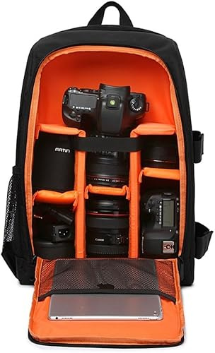 Genérico Mochila para Cámara Réflex Bolsa de Nailon Bandolera para Ordenador Portátil de 15,6 Pulgadas Almacenamiento de Accesorios Profesional Backpack, Naranja