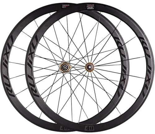 KUNYOS Fahrrad Laufradsatz 700C Felge 40Mm Schnellspanner Laufräder V/C Bremse Carbon Nabe Für 7 8 9 10 11 Fach Kassette 1925G Road Cruiser Fahrrad Laufräder,Gold