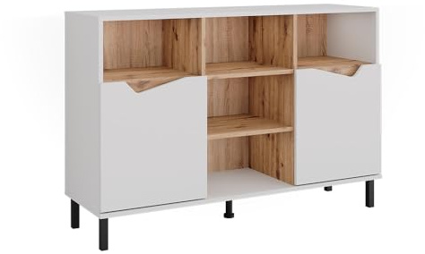 Vicco Kommode Marelle, Weiß/Artisan, 120 x 81.3 cm | mit 2 Türen, zur Aufbewahrung von Kleidung, Büchern oder Haushaltsgegenständen