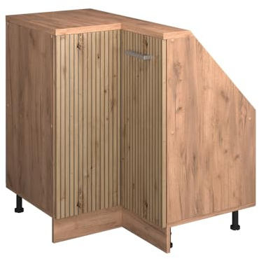 Vicco Dachschrägen-Eckschrank Rion, Artisan-Eiche/Goldkraft Eiche | B75.6 x T46 cm, mit 1 Tür, platzsparend für Dachschrägen