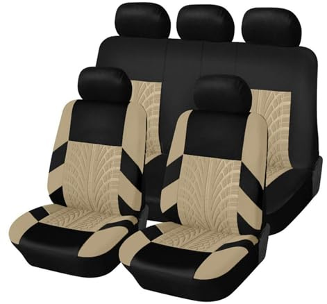 LUYSNDFG Autositzbezüge Set für KIA Stonic SUV 2017-2023, Sitzbezüge Auto Bequem Atmungsaktiv Auto-Schonbezüge die Vordersitze Rückbank Allwetter Autositzschoner,A Beige