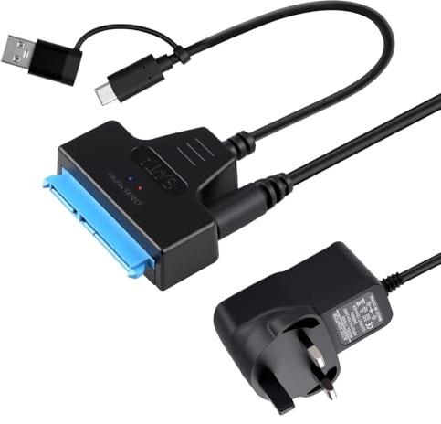 SATA to USB 3.0 Cable Adapter,USB C to SATA Cable Hard Drive Adapter with 12V/2A Power Supply for 3.5 HDD 2.5 HDD/SSD,High-Speed Transfer Hard Drive Reader for Windows Macos Linux, Support UASP