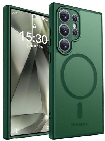HuwaiH Magnetisch Hülle für Samsung Galaxy S24 Ultra Handyhülle, Grün