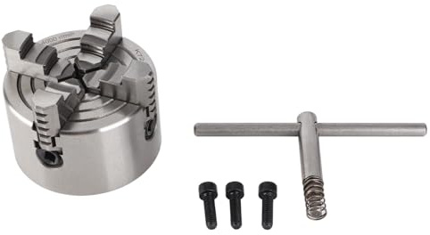 Fafeicy Plato de Torno de 4 Mordazas, Plato Independiente Reversible 80 Mm for Torno de Metal | Con portabrocas manual de 4000 r/min para torno, práctico y de uso preciso