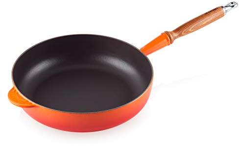 Le Creuset Padella alta in Ghisa, Rotonda, Ø 28 cm, Adatta a Tutte le Fonti di Calore incl. Induzione, 2,952 kg, Arancione