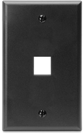 Leviton 41080-1EP QuickPort Wallplate, Single Gang, 1-Port, Black