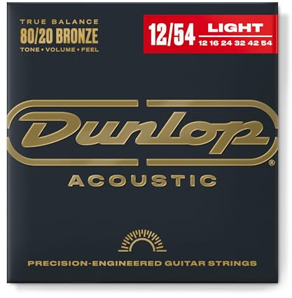Dunlop DAB1254 Bronze 80/20 Light 12-54 Acoustic Guitar Strings
