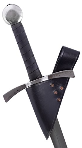 Battle-Merchant Schwertgürtelhalter aus schwarzem Leder, Gürtelhalter für Schwerter, Lederholster, LARP, Mittelalter, Wikinger, Lagerkleidung, Fasching, Kostümfest, Halloween