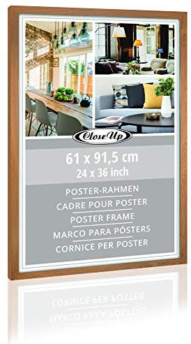 Close Up Holzdekor Bilderrahmen, Posterrahmen |Eiche Hell - Light Oak | Frame | für Großformatige Maxi Poster, Acrylglas, MDF | 61 x 91,5 cm