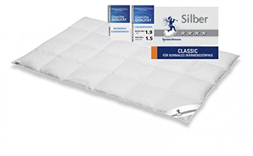 Daunendecke 200 x 200 / 1190 g - Ganzjahres Bettdecke Spessarttraum Silber 80 - 80% Daunen - Für das ganze Jahr