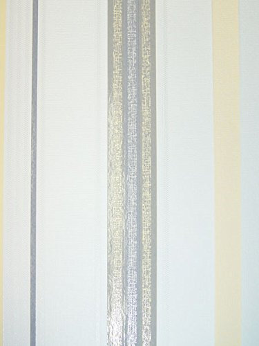 Vlies Tapete P+S Aktion 13207-40 Gestreift Streifen weiß grau gelb beige glänzend