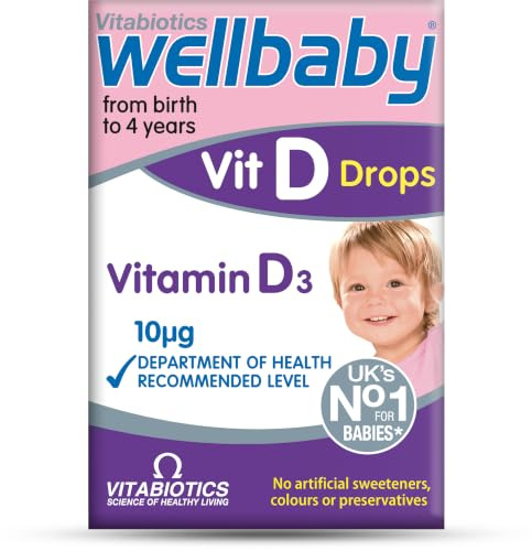Wellbaby VIT D Drops by Vitabiotics - Vitamin D Drops for Babies from Birth to 4 Years - from The UK’s No.1 Baby Supplement Brand