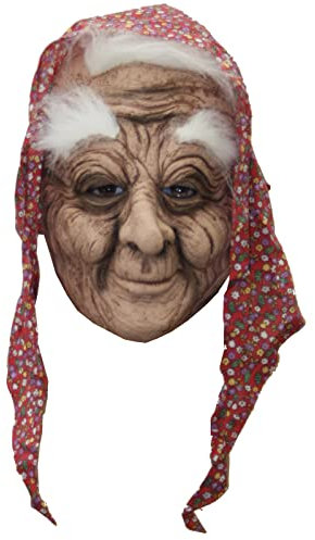 Maske Oma mit Kopftuch alte Frau Greisin Vollmaske Faschingsmaske