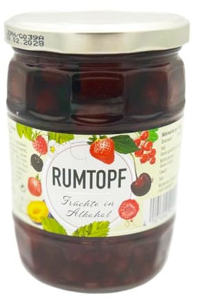 Heiko Blume Premium Rumtopf | 555g | Früchte in Alkohol | Mit dekorativem Früchte-Design