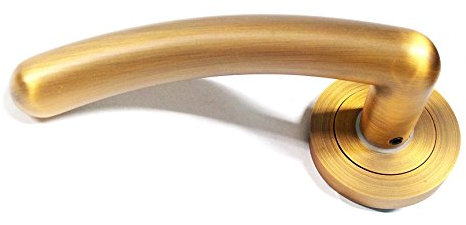Lever on Round Rose Roccia Door Handle in Pair Antique Brass from EUROART