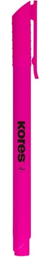 Kores - High Liner Fine: Evidenziatori a Penna Rosa Fluorescente, Punta Fina a Scalpello con Inchiostro a Base d'Acqua, Ideali per la Scuola e per l'Ufficio, Set da 12 Pezzi